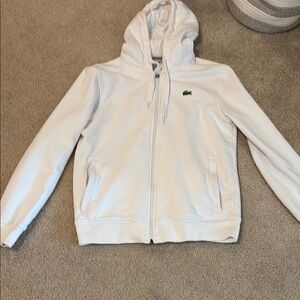 Lacoste White zip up Hoodie in medium